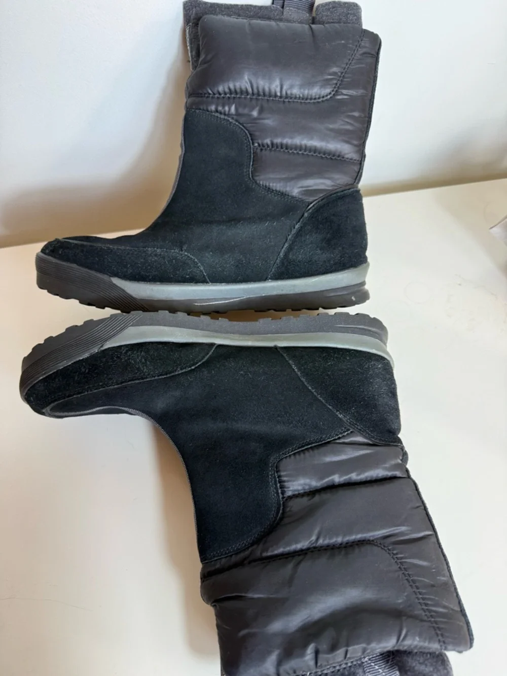 Lands End Womens Commuter Boots Black‎ Size 9 Suede Winter Snow Warm Insulated